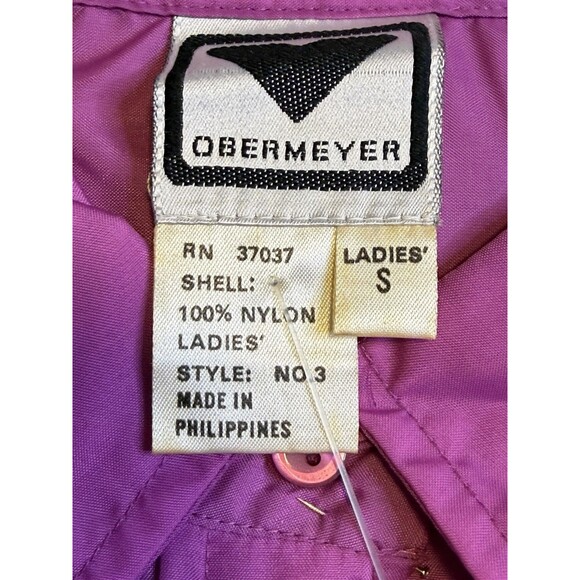 Obermeyer Vintage Magenta Nylon Long Sleeve Button Down Wind Ski Shirt Sz Small - Picture 5 of 7